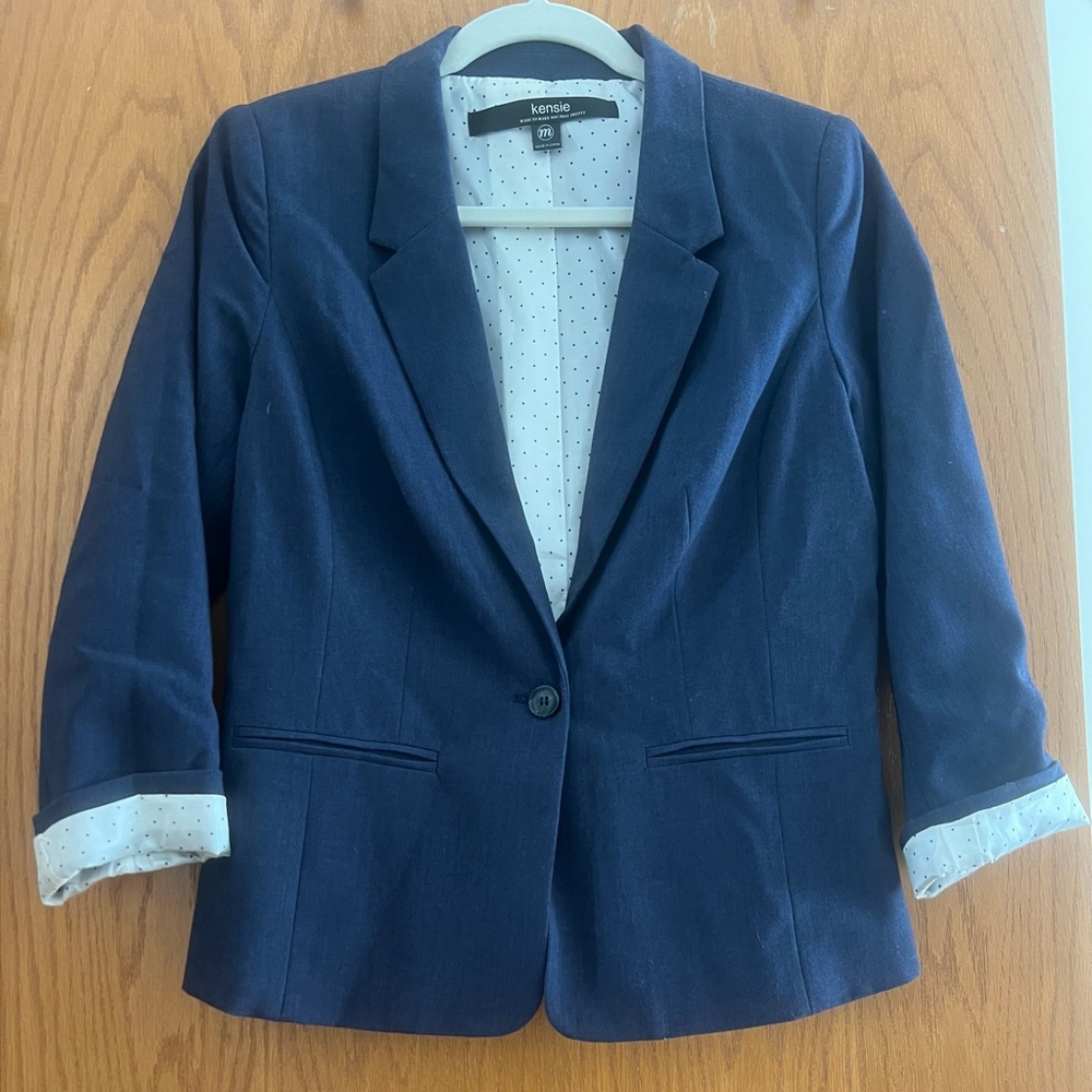 Kensie Navy Blue Single-Button Blazer